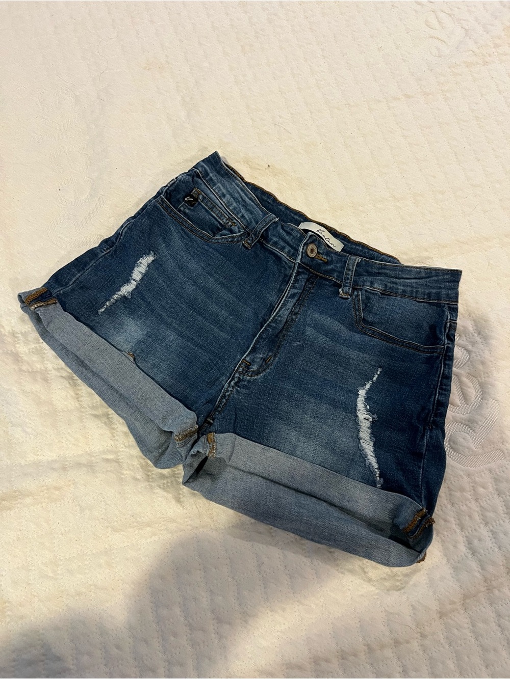 KanCan Denim Rolled Hem Shorts
